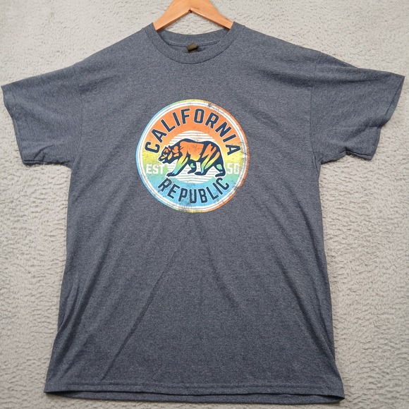 California Republic Graphic T-Shirt Men's Large Blue Gildan Heavy Cotton NWT - Picture 1 of 5
